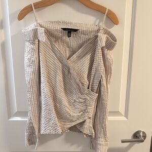 White House Black Market Cream Textured Blouse
